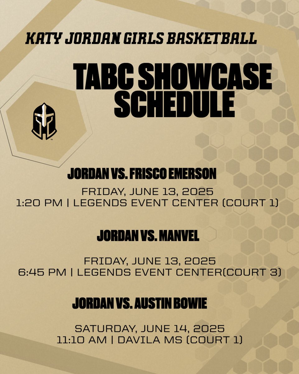 Catch the Jordan Girls Basketball squad in action this summer at <a href="/tabchoops/">𝙏𝘼𝘽𝘾🏀📋</a> ⛹🏽‍♀️

📍TABC Showcase Schedule
🗓️ June 13th &amp;14th
📌 Legends Event Center- College Station
Come see our athletes compete, lead &amp; represent! 💪🏽
#RecruitJHS #GirlHoops #TABCShowcase #JordanPride