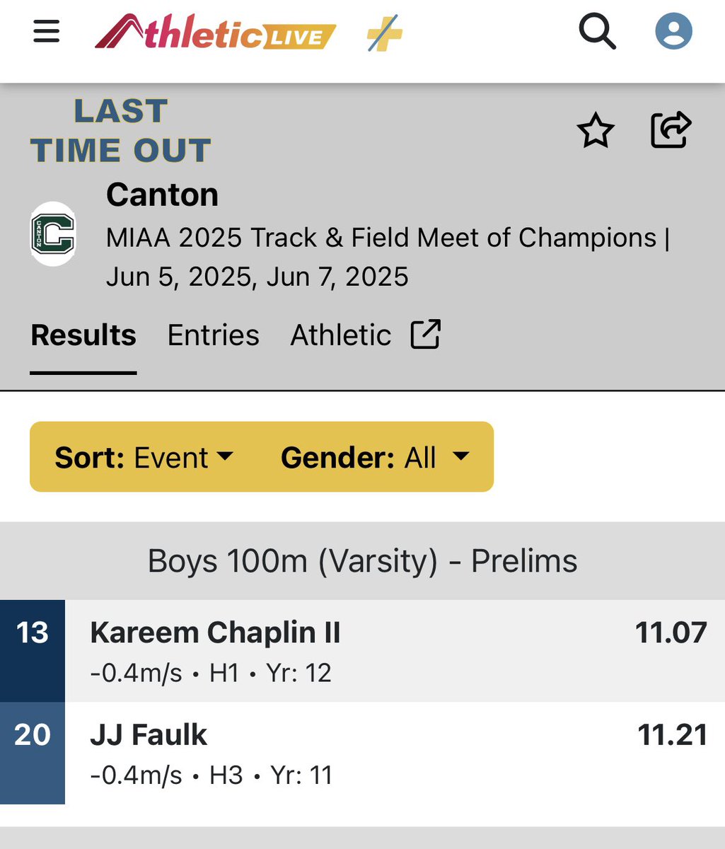 Kareem and JJ with strong races in the 100 at Meet of Champions! Top 2 100 runners in school history, what a great season for them both!