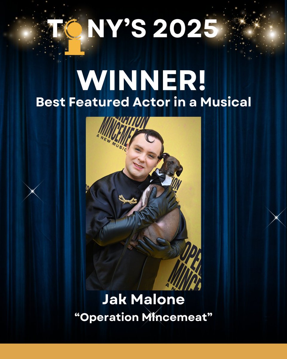 Jak Malone of #OperationMincemeat becomes the first Brit to win at tonight's #TonyAwards!

The musical’s journey across the Atlantic represents the best of UK-US cultural collaboration. Congrats to Jak!
