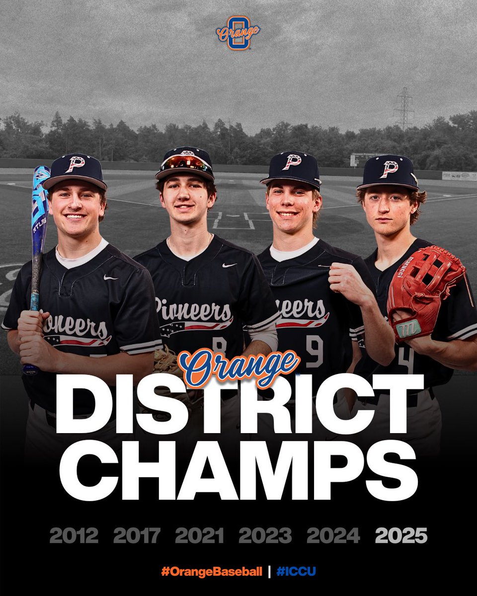 As we release individual awards, we want to start by congratulating the 2025 team on their District Title.

The seniors compiled a 68 and 25 record in their 3 years of varsity experience, winning a district title EVERY year.

#OrangeBaseball | #ICCU