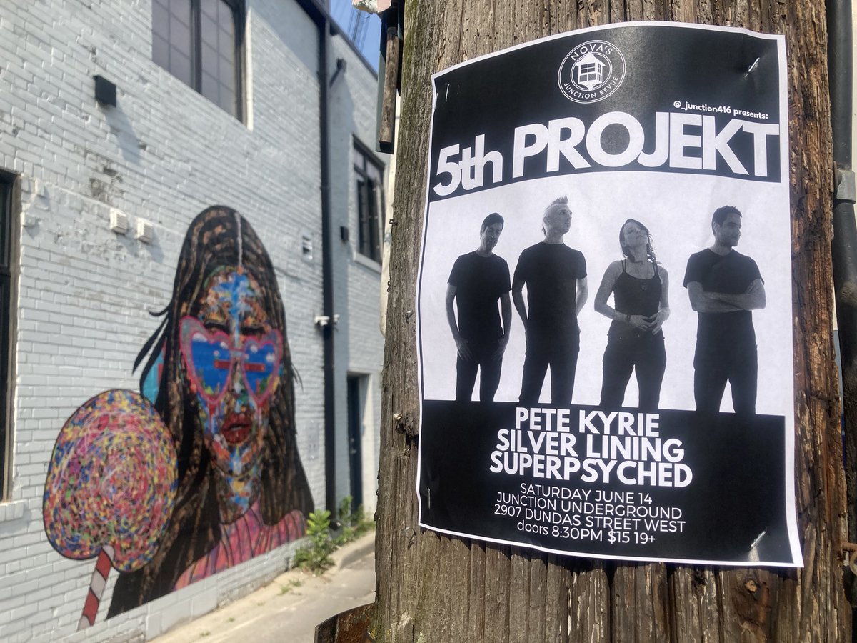 5th PROJEKT (@5thprojekt) on Twitter photo Just got back from postering for our show at <a href="/JunctionUndGrnd/">Junction Underground</a> this Saturday June 14th. 🎸🎵🎸
#LiveMusic #TorontoMusic #Toronto #ArtRock #Psychedelic #Rock #Indie Just got back from postering for our show at <a href="/JunctionUndGrnd/">Junction Underground</a> this Saturday June 14th. 🎸🎵🎸
#LiveMusic #TorontoMusic #Toronto #ArtRock #Psychedelic #Rock #Indie