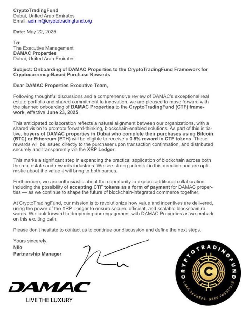 🚨 MAJOR REAL ESTATE MOVE COMING TO #XRPLEDGER ON JUNE 23RD! 🚨 A top Dubai real  estate giant—already managing 48,000 homes with 50,000+ more in progress—is  partnering with CryptoTradingFund, the team behind $