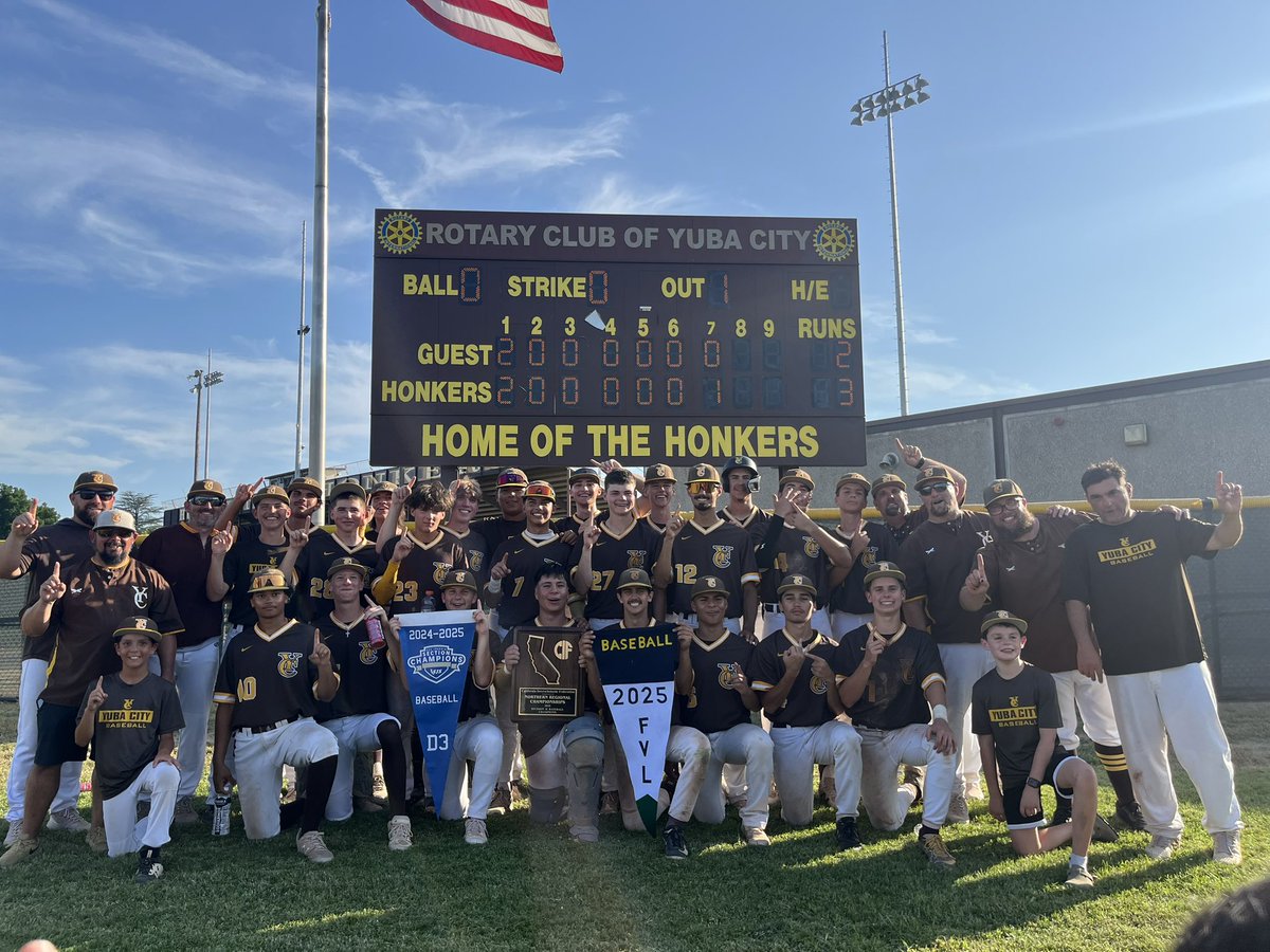 Yuba City Honker Baseball (@ychonkerbsbl) on Twitter photo FVL League Champs
SJS D3 Section Champs
NorCal D2 Champs
Overall Record 31-5
Nothing else to prove -Winners!!
Great ball club, even better young men.
#Champs #DeepWater <a href="/WCPSacramento/">West Coast Preps Sacramento</a> <a href="/jtlarson/">Jeffrey T Larson</a> <a href="/YSBC_Sports/">YSBC Sports</a> <a href="/PremierPrepsNMP/">Nick Pecoraro</a> <a href="/SacMaxPreps/">Sac-Joaquin MaxPreps</a> FVL League Champs
SJS D3 Section Champs
NorCal D2 Champs
Overall Record 31-5
Nothing else to prove -Winners!!
Great ball club, even better young men.
#Champs #DeepWater <a href="/WCPSacramento/">West Coast Preps Sacramento</a> <a href="/jtlarson/">Jeffrey T Larson</a> <a href="/YSBC_Sports/">YSBC Sports</a> <a href="/PremierPrepsNMP/">Nick Pecoraro</a> <a href="/SacMaxPreps/">Sac-Joaquin MaxPreps</a>