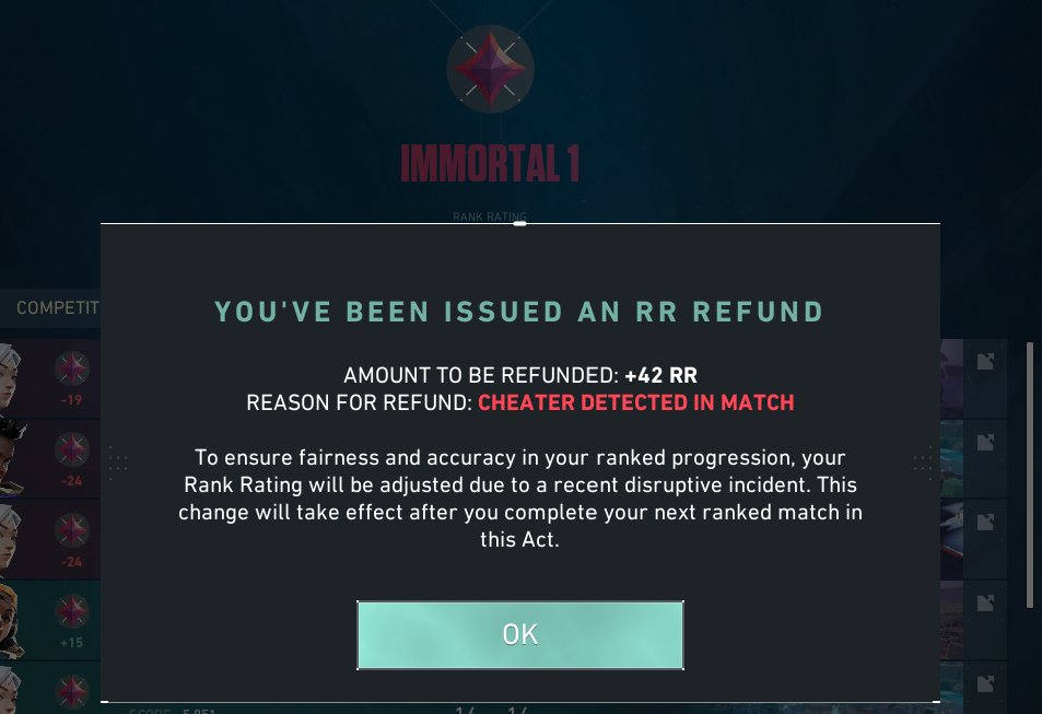 what the actual fuq WDKGAWKDGJ
this has to be 2-4 games
bro last time i had a cheater refund i got back 10rr, now its 42??????