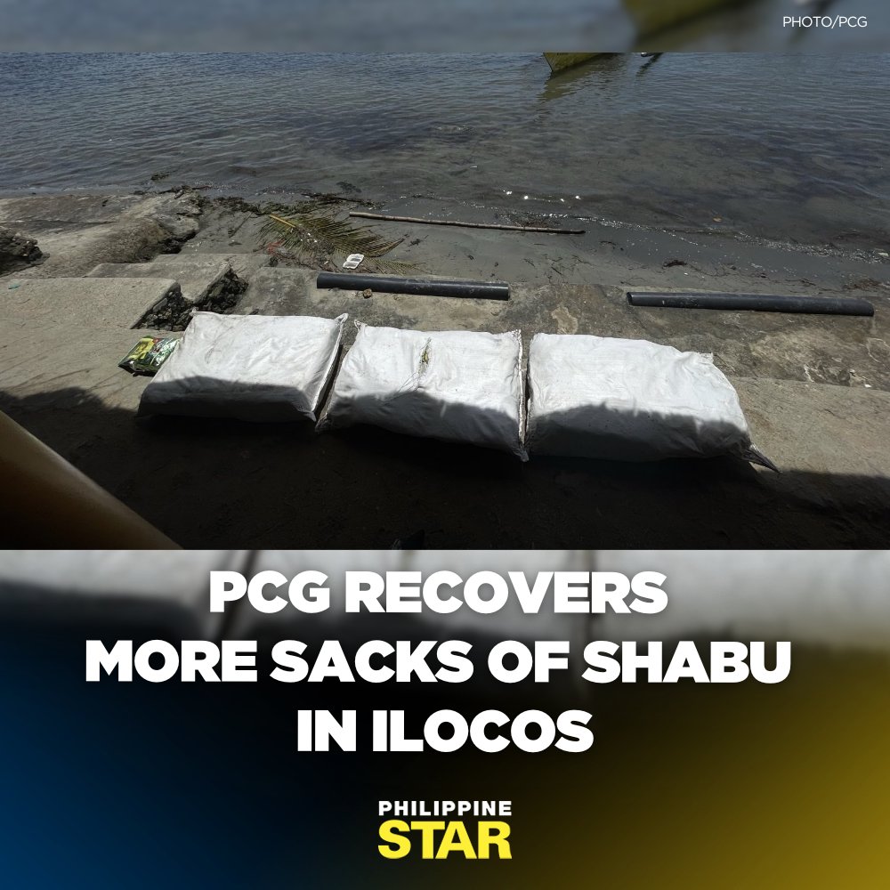 The recovery of more sacks of shabu in Ilocos over the weekend suggests that the narcotics, dropped in the country’s territorial waters, are drifting northward, the Philippine Coast Guard said on Sunday. tinyurl.com/kzt47h6e