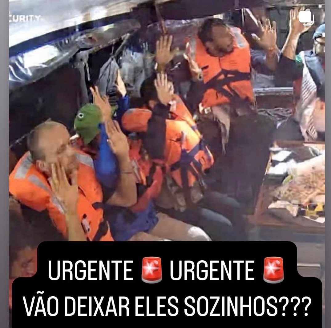 O Governo do Brasil vai fazer o quê?? Vão deixar eles SOZINHOS??? Olha o número de pessoas no barco, não tem míssel, tem um violão e uns corações solidários levando comida para crianças… que VERGONHA!!! Solidariedade <a href="/thiagoavilabr/">Thiago Ávila</a> e tripulantes do Madleen #gaza