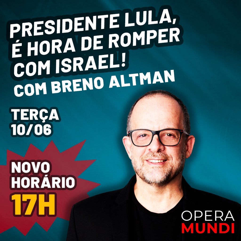 O presidente Lula tem sido ponta firme nas denúncias contra o genocídio do povo palestino e o regime sionista. Mas chegou a hora de passar das palavras à ação. Será sobre esse tema minha análise nesta terça, 10/06, às 17h.

youtube.com/live/4BSKhrhtW…