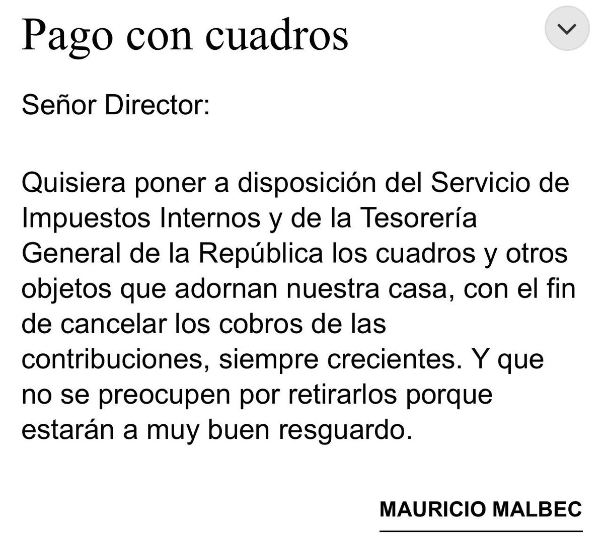 La mejor carta a El Mercurio hoy :