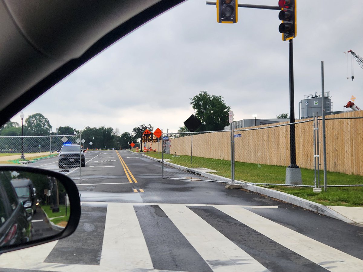 Scenes today from the outskirts of West Potomac Park in Washington,  D.C., which is being used as a staging ground this week for military equipment ahead of the upcoming Army parade.

Numerous other events in the park have been abruptly moved or canceled.