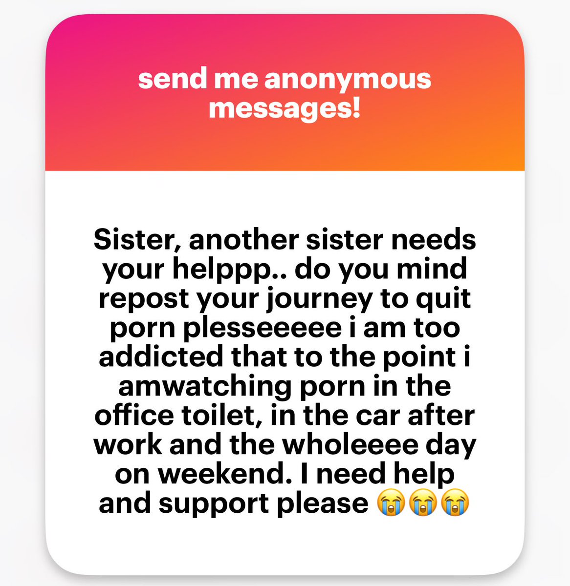 Ramai orang relate porn addiction dengan lelaki, tapi sebenarnya perempuan pun boleh jadi porn addict. Lelaki kalau porn addict, dia boleh jadi ED, tak tahan lama, &amp; macam2 lagi.

Most women are in denial sebab PHYSICALLY dia tak terkesan sebaliknya, her libido gets higher.