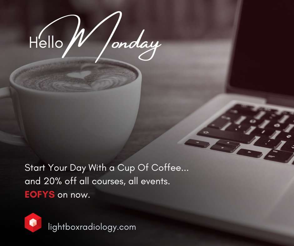LightboxRad's tweet image. Start your day right!
Lightbox Radiology Education's EOFY Sale is here. Get 20% off EVERYTHING – in-person events, online courses, no matter the city!

Where will Lightbox take you?
Courses by location bit.ly/3BXkQsj
Online Courses bit.ly/2IzfRTk
