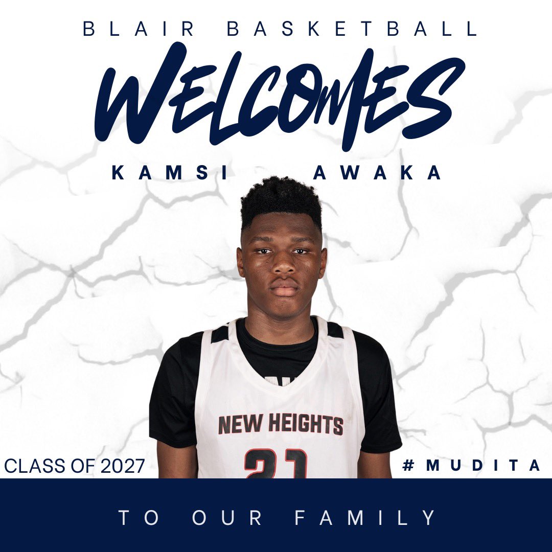Coach Joe Mantegna (@coachmantegna) on Twitter photo Welcome to the <a href="/BlairAcademyMBB/">Blair Academy (NJ) Menโs Basketball</a> family 6-10 2027 big man Kamsi Awaka. Kamsi is a top 30 rated 2027 prospect, an โAโ student and is expected to be an anchor in the paint who has a handful of high major offers already. #Mudita Welcome to the <a href="/BlairAcademyMBB/">Blair Academy (NJ) Menโs Basketball</a> family 6-10 2027 big man Kamsi Awaka. Kamsi is a top 30 rated 2027 prospect, an โAโ student and is expected to be an anchor in the paint who has a handful of high major offers already. #Mudita