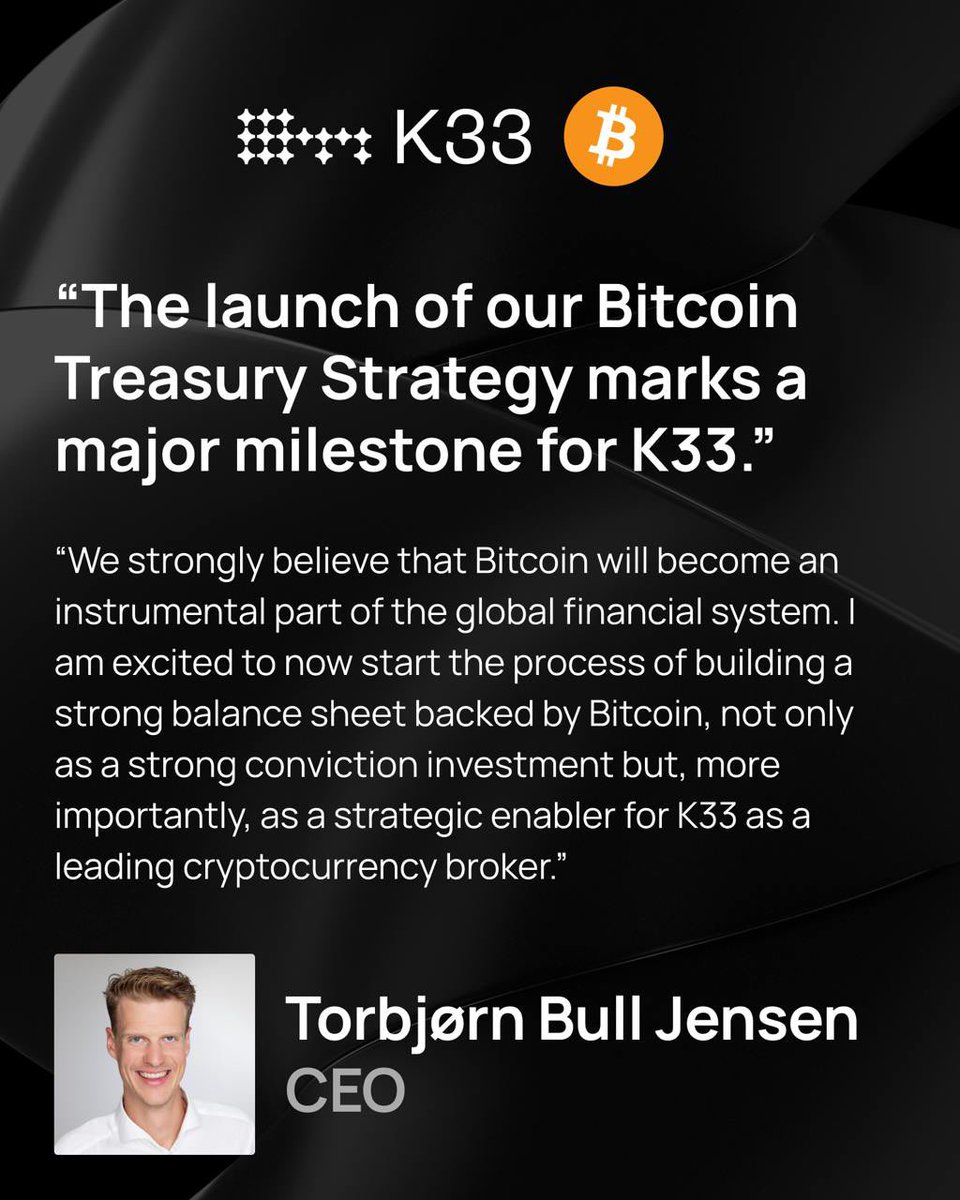 📢 PRESS RELEASE: K33 secures financing of SEK 60 million to buy bitcoin  and launch its Bitcoin Treasury Strategy. Read the press release here:  https://t.co/zRPFCWag5P
