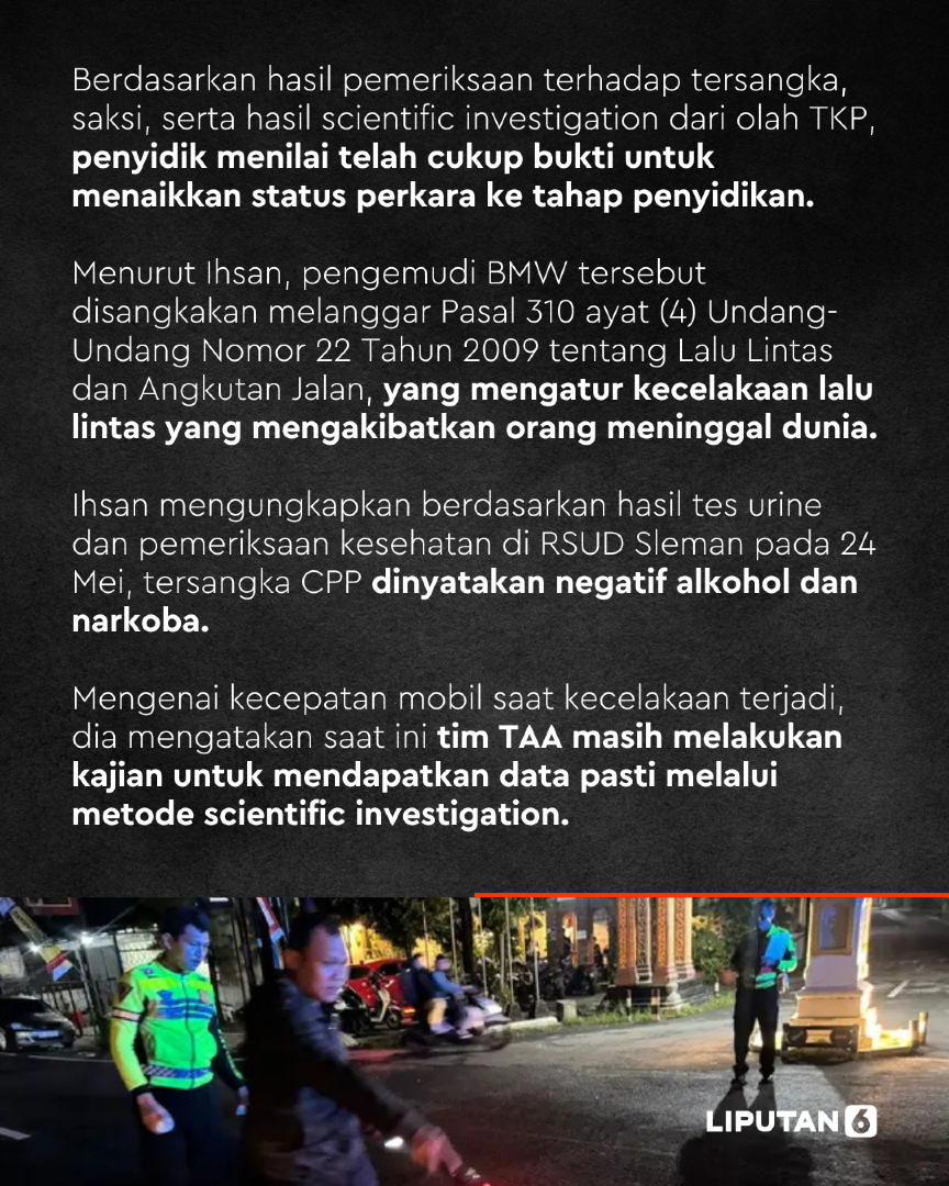 liputan6dotcom's tweet photo. Pengemudi mobil BMW berinisial CPP akhirnya resmi menjadi tersangka kasus kecelakaan yang menewaskan Argo Ericho Afandhi, mahasiswa Fakultas Hukum UGM di Jalan Palagan Tentara Pelajar, Sleman, DI Yogyakarta pada Sabtu (24/5/2025) lalu.
#liputan6dotcom #lip6van #popartlip6 #intrn #berita