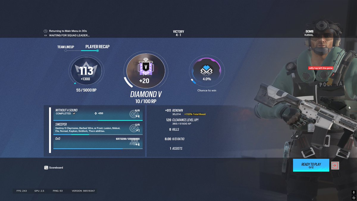 champ next :D 8-2 for the diamond game