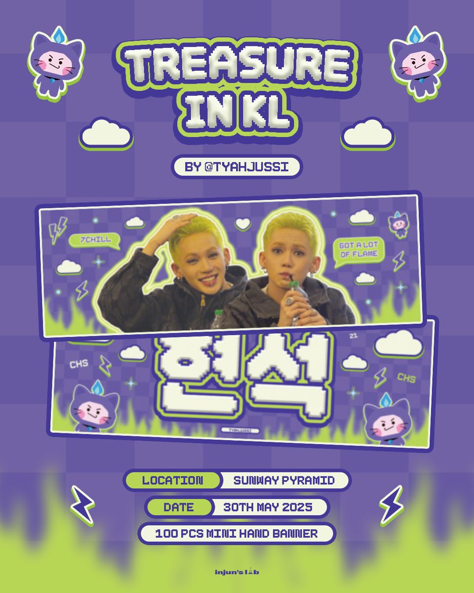 TYahjussi's tweet photo. TREASURE in Kuala Lumpur Freebies

💜100pcs mini handbanner 
💜fcfs
💜like &amp; rt this tweet! 
💜say hi on d-day^^

see y’all there <3
#TREASUREinKL #BriceWithTREASURE https://t.co/49vn5iJLRi