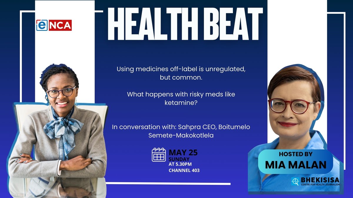 Have you come across an online ad for a #KetamineTherapy clinic? <a href="/SAHPRA1/">SAHPRA</a> says this goes against its rules. I quiz our regulator about the rise in this psychedelic treatment for depression in this month's #HealthBeat.  
Full programme: bhekisisa.org/bhekisisa-tv/h…