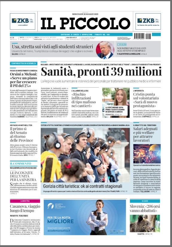 Buongiorno a tutti. Ecco la #primapagina delle edizioni di #Trieste e di #Gorizia #Monfalcone. Buona lettura!