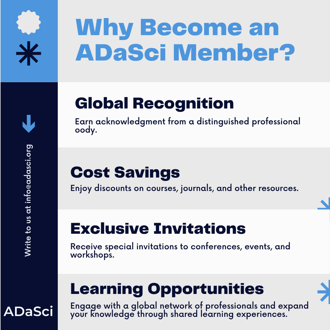 ADaSci membership is your gateway to continuous learning and global collaboration. Gain insights, grow with peers, and advance your #datascience journey.

Join us today: adasci.org/membership/