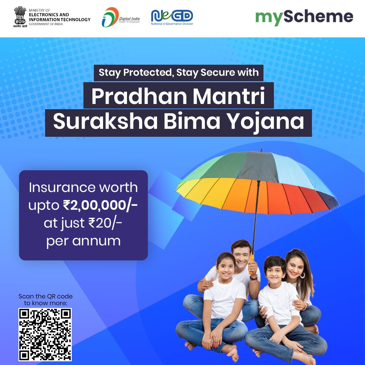 Secure your future for just ₹20/year!
Get coverage up to ₹2,00,000 with Pradhan Mantri Suraksha Bima Yojana. Your safety, our priority. 
#InsuranceForAll #SurakshaBimaYojana #SafetyFirst #PMBSY #DigitalIndia
