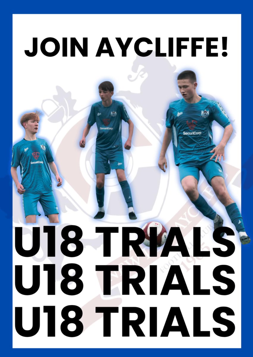 Newton Aycliffe FC (@naycliffefc) on Twitter photo U18s Trials
Our Under 18s team is recruiting players for the 2025-26 season. We're holding trials on Thurs 5 June & Thurs 10 July, 7-8pm. Want to play in the top division of the TJFA on Sundays? Want to be part of our journey email steven.powell1@hotmail.co.uk U18s Trials
Our Under 18s team is recruiting players for the 2025-26 season. We're holding trials on Thurs 5 June & Thurs 10 July, 7-8pm. Want to play in the top division of the TJFA on Sundays? Want to be part of our journey email steven.powell1@hotmail.co.uk