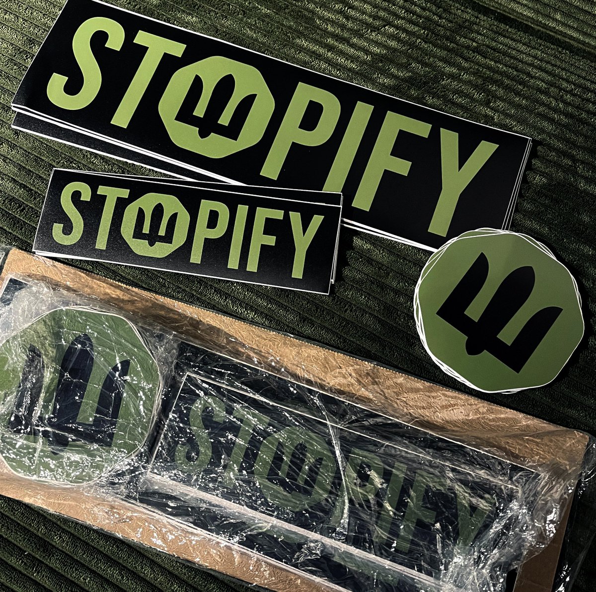 Just received a new batch of less-bright green stickers that we're using to mark vehicles being sent to serve at the front line. Thanks to the printing house Urberg for the kind support!