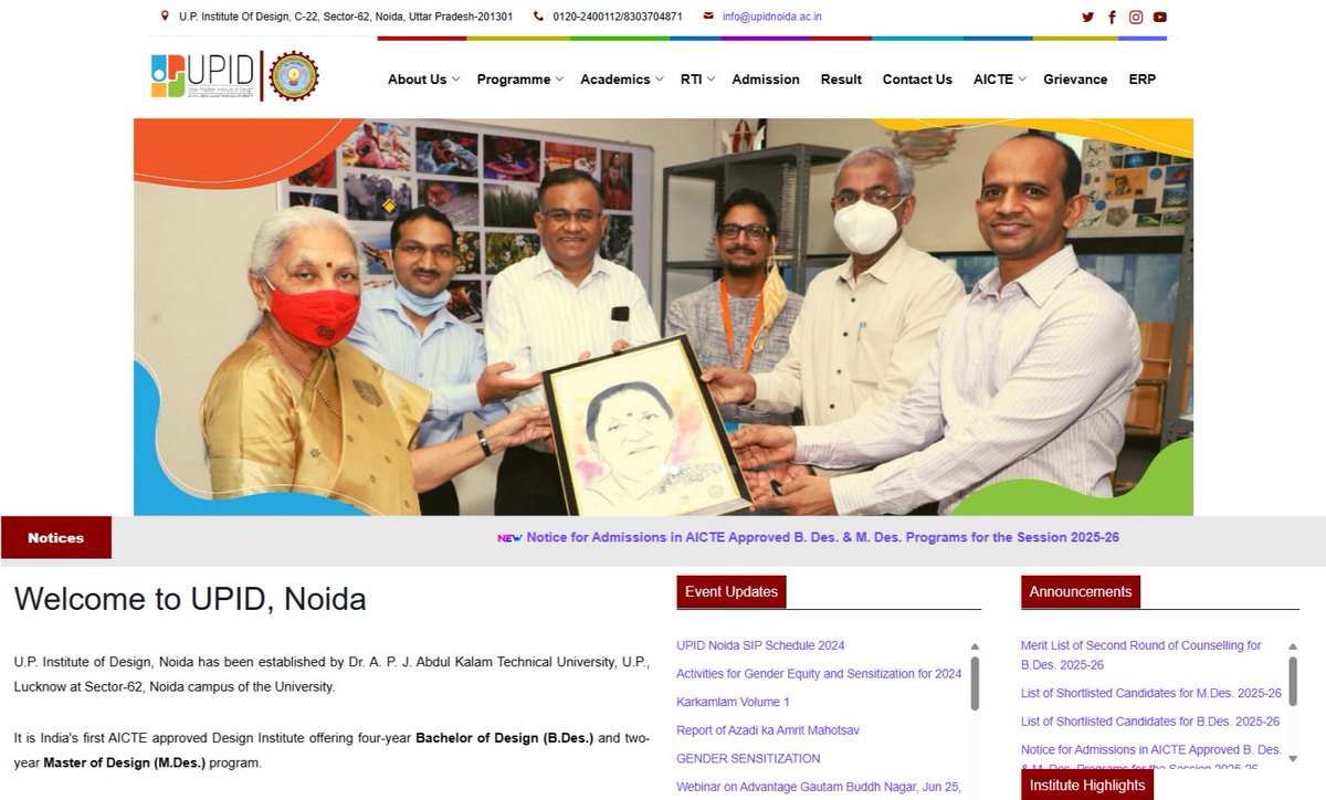 Notice for Admissions in AICTE Approved B. Des. &amp; M. Des. Programs for the Session 2025-26
erp.aktu.ac.in/WebPages/Publi…