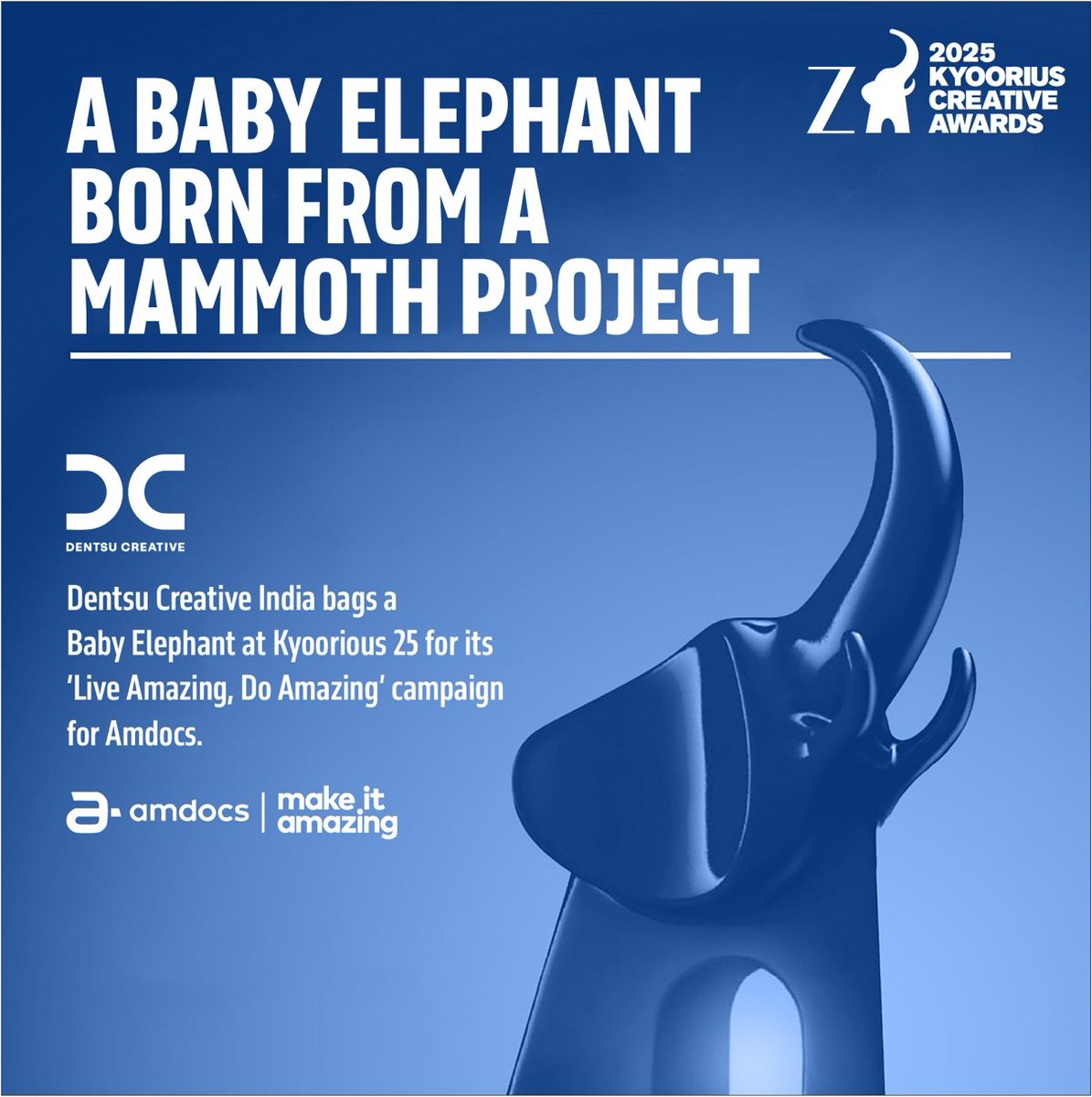 Proud moment! Our #LiveAmazingDoAmazing employer brand campaign just won a Baby Elephant at the 2025 #KyooriusCreativeAwards in Influencer &amp; Creator Marketing backed. 

Huge thanks to <a href="/DentsuCRTV/">Dentsu Creative</a> &amp; my amazing <a href="/Amdocs/">Amdocs</a> team. 

#InfluencerMarketing