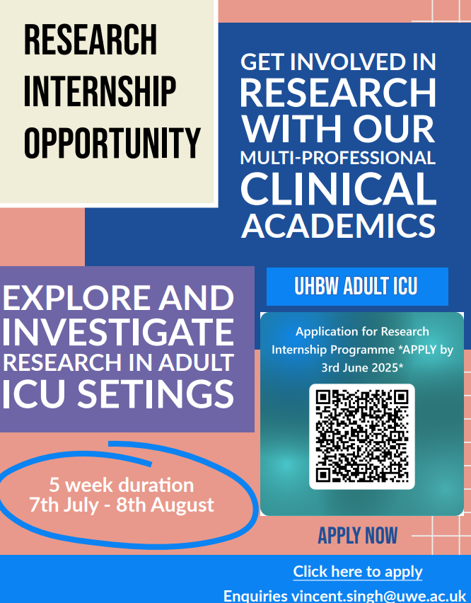 emaroids1's tweet photo. Last few days to apply for our (paid) Undergraduate Internship (Summer 2025) @uhbwNHS -a great opportunity to get some research exposure before graduating!!
Please do make contact for more info
@uwephysiosoc @CAHPRsouthwest  
#makespace4research https://t.co/eo34kPJB2e