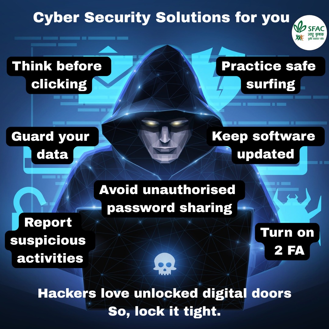 sfacindia's tweet image. Don’t allow cyber threats to harm you. Follow these cyber security solutions &amp;amp; protect your digital system effortlessly.

@agrigoi @ChouhanShivraj @mpbhagirathbjp @RNK_Thakur @PIB_India @mygovindia 
#CyberSecurityAwareness #BePasswordSafe