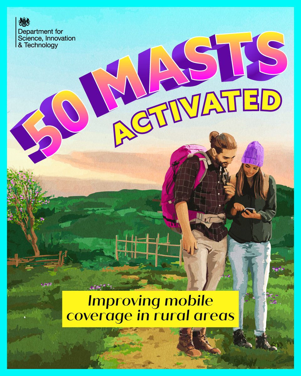 Over 50 masts have been upgraded with a huge mobile signal boost across the UK’s countryside, spanning an area larger than 66,000 football pitches. 

This means better connectivity for rural communities, hikers, and tourists exploring our beautiful national parks 📶🤳