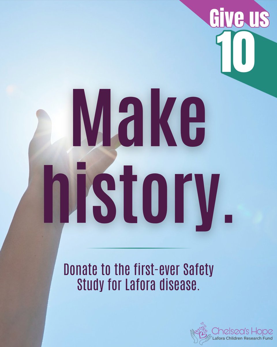 #GiveUs10: Make history - as this is the first FDA-approved study for Lafora, you're not just donating. You’re making history:  givebutter.com/LaforaSafetySt… 🔗

⬆️ Share this prompt on your social media and invite your followers to be part of the movement to cure #LaforaDisease!