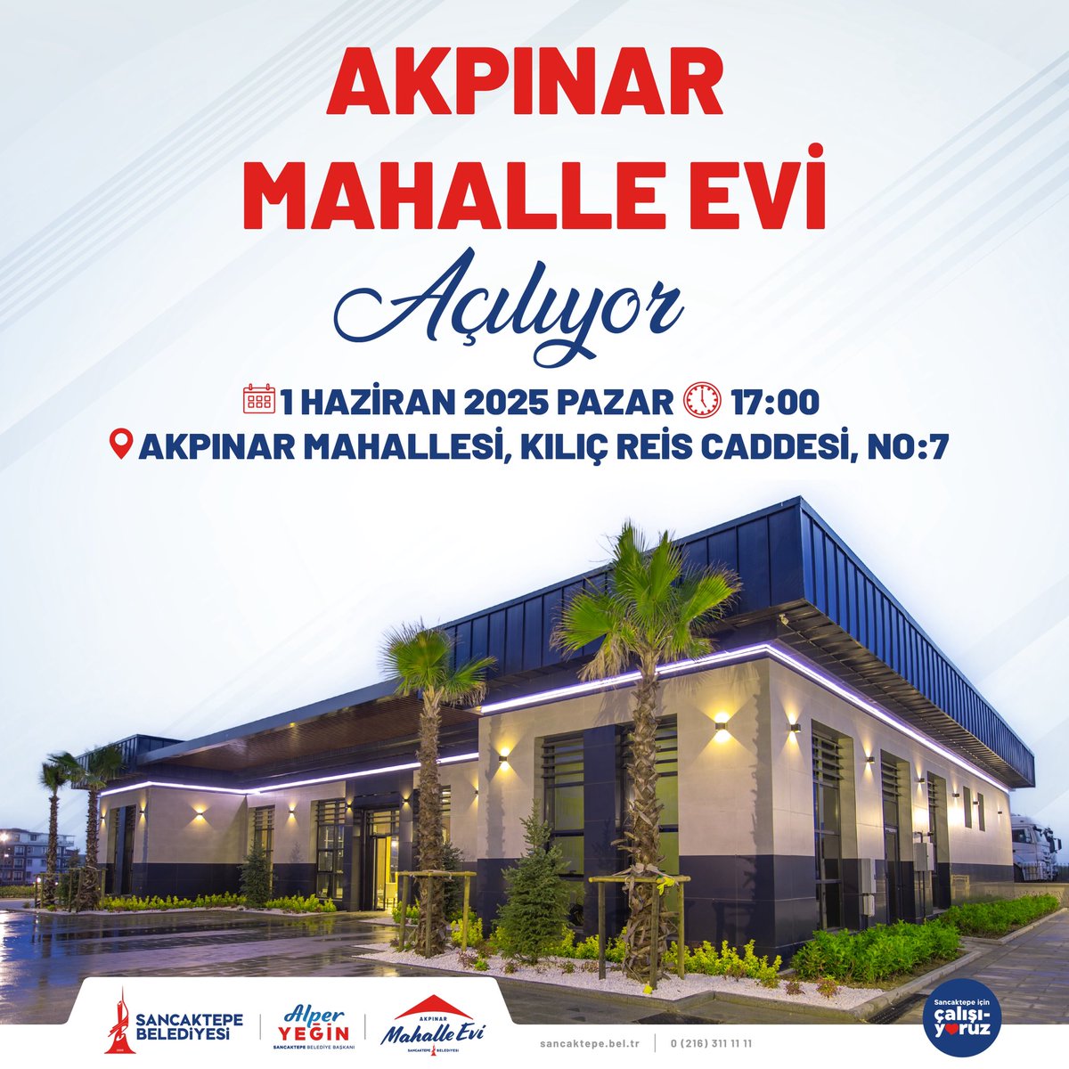 Akpınar Mahalle Evi Açılıyor! 🏡🎉

Mahalle kültürünü yaşatmasının yanı sıra dayanışmamızı artırıp, birlik ve beraberliğimizi de güçlendirecek olan “Akpınar Mahalle Evi” projemizin açılış törenine tüm komşularımızı bekliyoruz. 

📅 1 Haziran 2025 ⏰ 17.00
📍 Kılıç Reis Caddesi