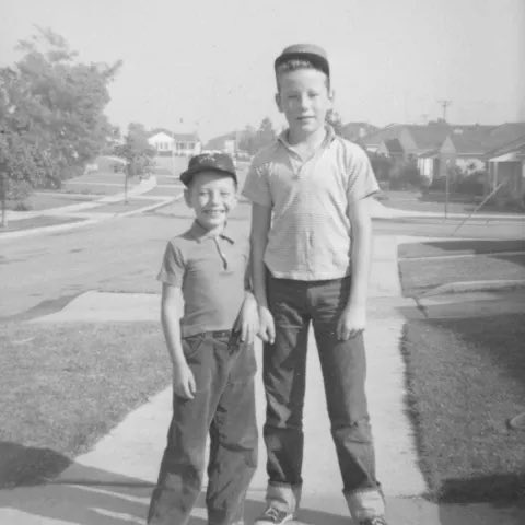 Canadian actor and comedian, Phil Hartman and his younger brother Paul in Brantford, Ontario in the 1950s.