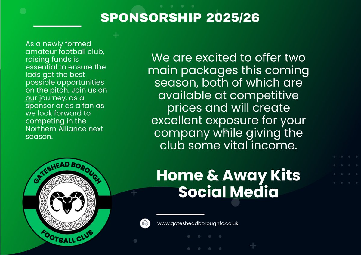 📣 SPONSORSHIP 📣
As we prepare for our first ever season in the Northern Alliance, we are on the lookout for local companies who would love to sponsor us! Get in touch for more information.