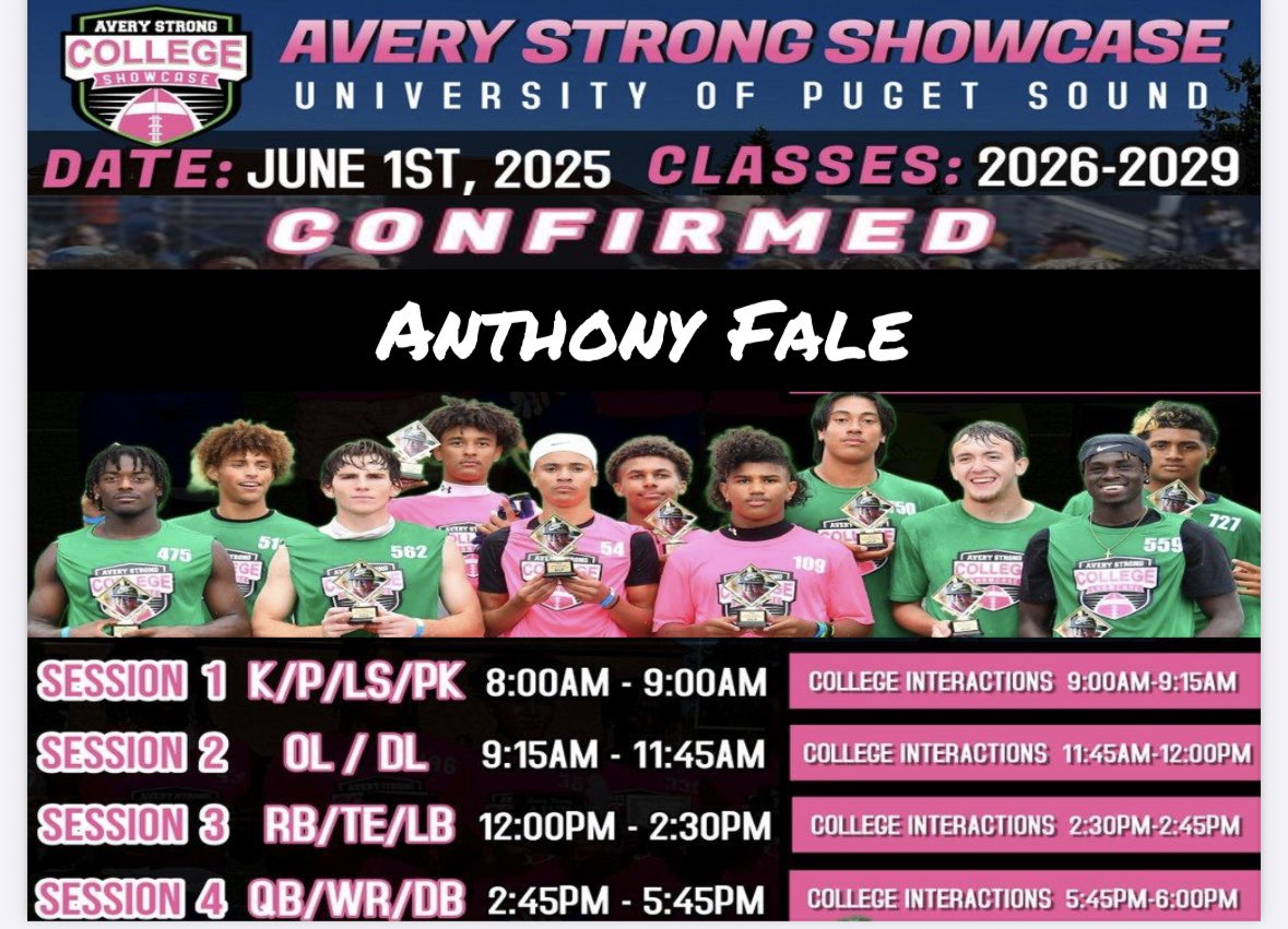 Anthony Fale (@fale_anthony) on Twitter photo Forever Blessed‼️Session 4‼️
<a href="/AveryShowcases/">Avery Strong Showcases</a> <a href="/BrandonHuffman/">Brandon Huffman</a> <a href="/247Sports/">247Sports</a> <a href="/PrepRedzoneUT/">Prep Redzone Utah</a> <a href="/SlingintheP/">Slingin’ the Pill Media™️</a> Forever Blessed‼️Session 4‼️
<a href="/AveryShowcases/">Avery Strong Showcases</a> <a href="/BrandonHuffman/">Brandon Huffman</a> <a href="/247Sports/">247Sports</a> <a href="/PrepRedzoneUT/">Prep Redzone Utah</a> <a href="/SlingintheP/">Slingin’ the Pill Media™️</a>