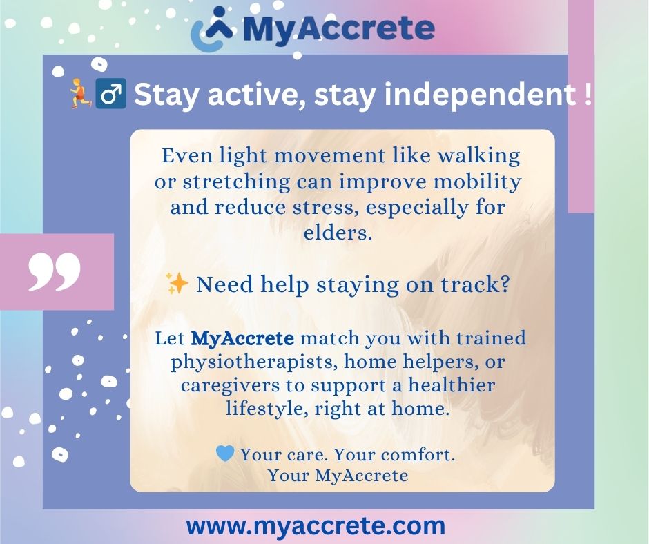 Myaccrete's tweet photo. 🏃‍♂️ Stay active, stay independent!

#HealthTips #ElderCare #MyAccrete #SmartHomeCare #WellnessAtHome #StayActive #BabyCare #NursingCare https://t.co/4n6OXwkt7z