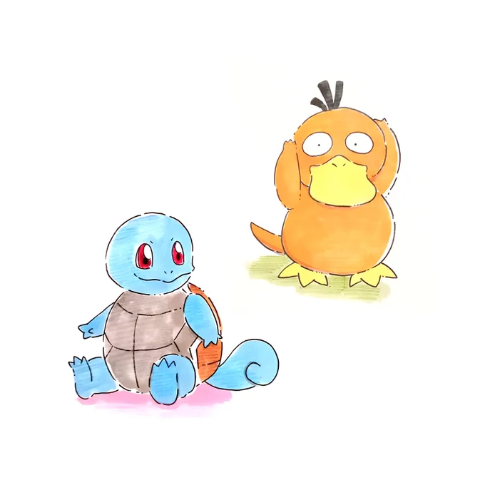 コダックとゼニガメ#Pokemon #ポケモン 