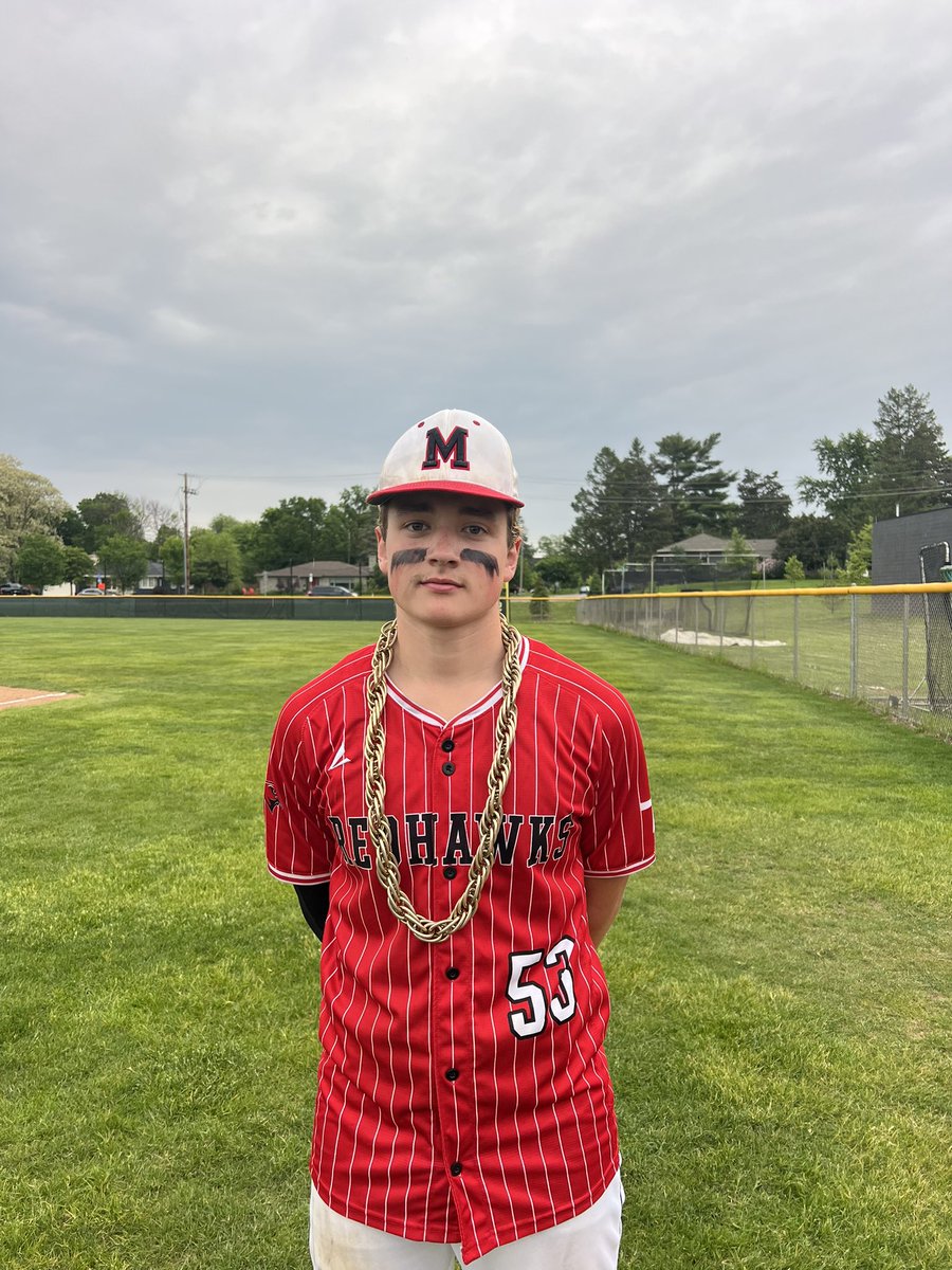 Huge playoff win today at Blake 4-3. Lucas Freeman gets the MVP chain w/ the W pitching 6 1/3 with 7K. Cam Erickson got the save throwing 2/3 with a K and had a 3RBI triple to give us the lead in the 5th. Up next, we will travel to Concordia Academy on Saturday. Go Redhawks!!!