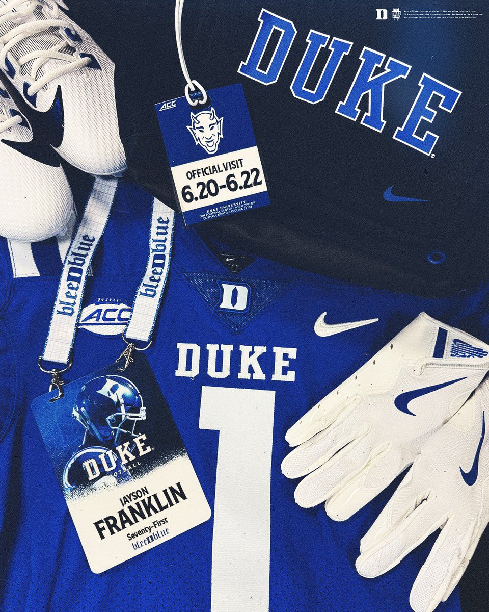 Jayson3Franklin's tweet image. #AGTG I will be at @DukeFOOTBALL 6/19-6/22 🔒@CoachC_Foster
@CoachMIL1
@BALLERSCHOICE1 @HOTLISTCAMPS
@SWiltfong_ @TheUCReport @s
@adamgorney @samspiegs
@TomLoy247 @JohnGarcia_Jr
@LemmingReport @ErikRichardsUSA
@CoachWill850 @coachesadvice @Coach_Harris704 @CoachKSmitty…
