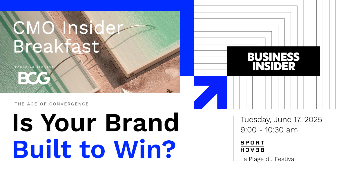 Business Insider is hosting the #CMOInsider Breakfast @ #CannesLions2025! 🌐
Join leading CMOs from top companies to explore “The Age of Convergence.”

📍June 17 | Sport Beach

Founding sponsor: @bcg

🎟️ Request your invitation: trib.al/vzx35n2