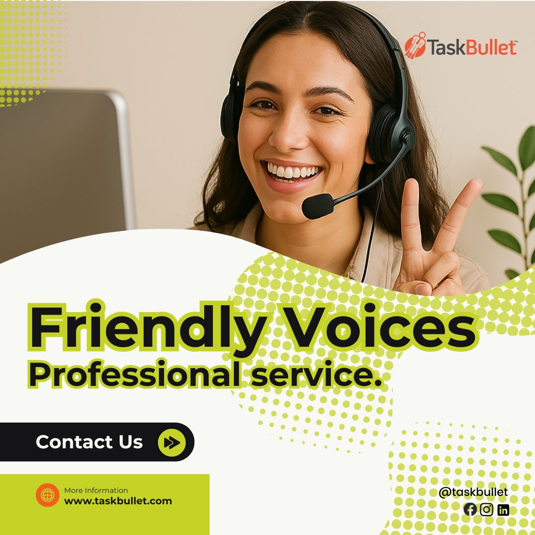 TaskBullet's tweet image. Friendly voices, professional service. That’s what makes us stand out. 🎧
#ServiceExcellence #CallCenterVibes #Taskbullet