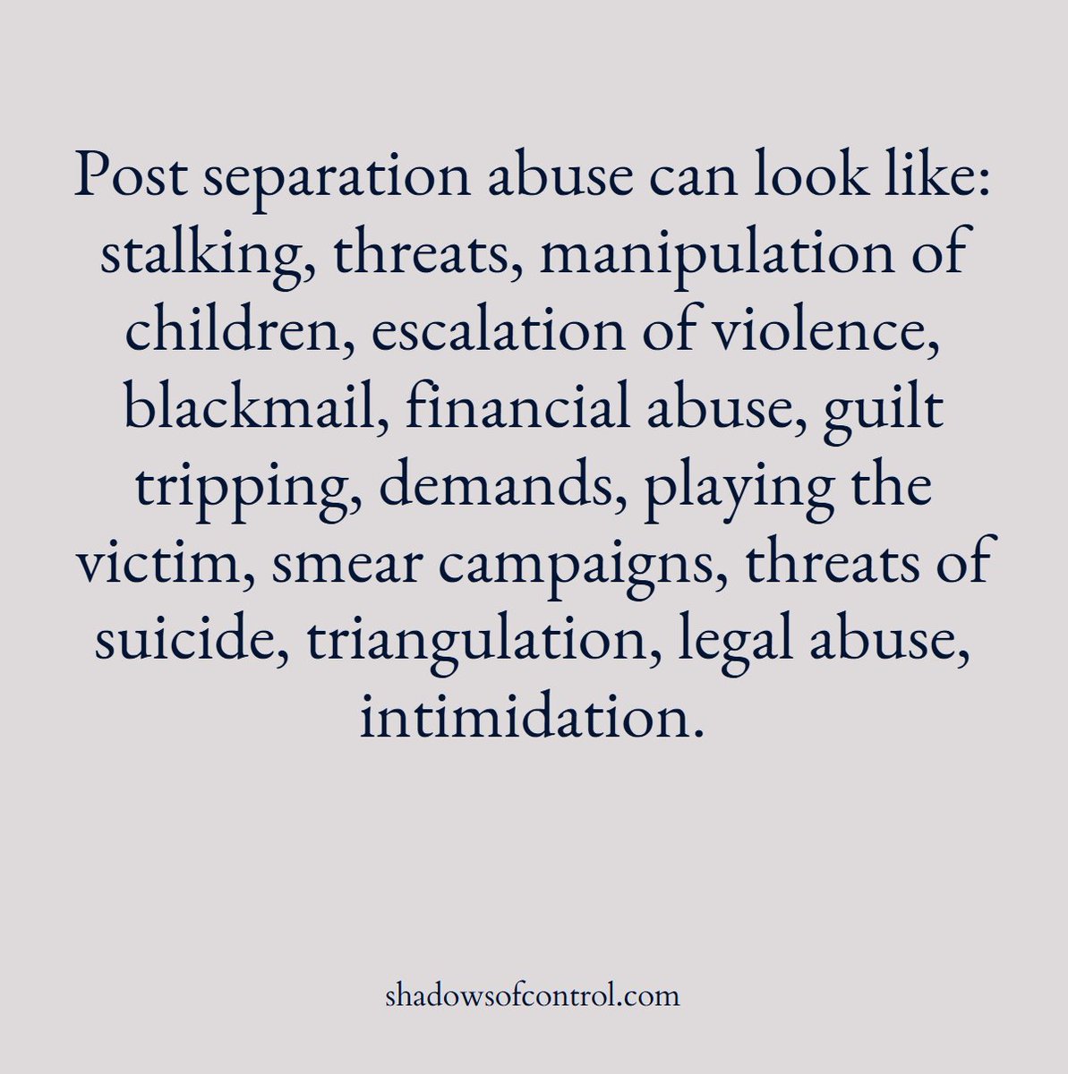 Leaving an abuser is just the first step; post-separation abuse is real and can take many dangerous forms. Know the signs 🚩 

#coercivecontrol