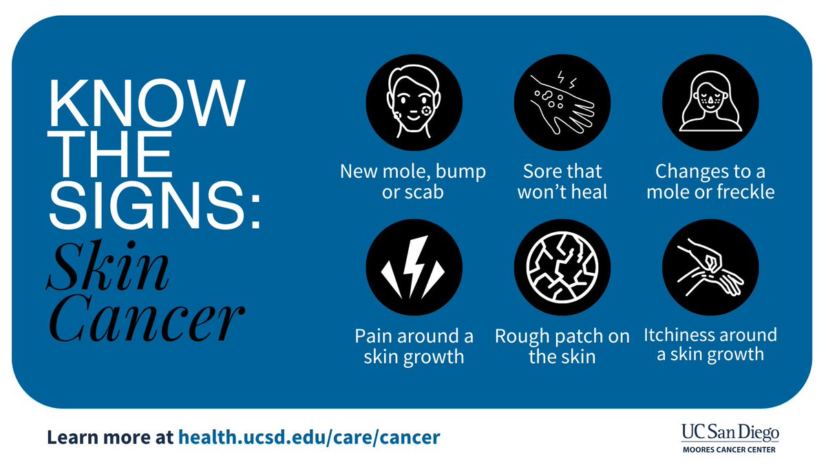 UC San Diego Health Moores Cancer Center (@ucsdcancer) on Twitter photo May is #SkinCancer Awareness Month 🎗️🖤
Not all sun damage shows up right away. Keep an eye on new moles or changes in skin texture, and know the signs of when to see your doctor.
🔗 Learn more about skin cancer care at <a href="/UCSDHealth/">UC San Diego Health</a>: health.ucsd.edu/care/cancer/ca… May is #SkinCancer Awareness Month 🎗️🖤
Not all sun damage shows up right away. Keep an eye on new moles or changes in skin texture, and know the signs of when to see your doctor.
🔗 Learn more about skin cancer care at <a href="/UCSDHealth/">UC San Diego Health</a>: health.ucsd.edu/care/cancer/ca…