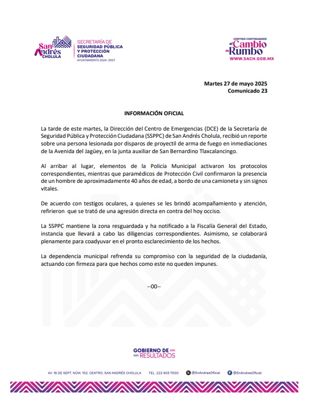 dtmasnoticias's tweet image. Investigan autoridades agresión en Tlaxcalancingo; SSPPC refuerza coordinación con Fiscalía.
#SanAndrésCholula, #Seguridad, #SSPPC, #Tlaxcalancingo, #Justicia