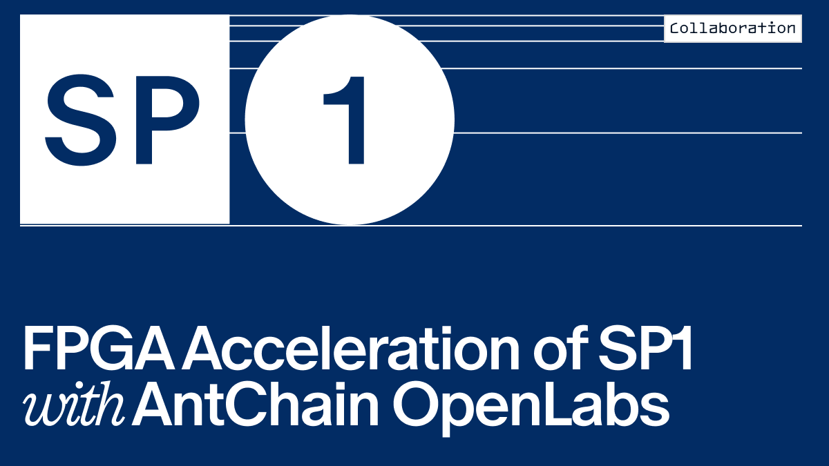 SuccinctLabs's tweet photo. FPGA acceleration for SP1 is here.

AntChain, an affiliate of Chinese multi-national Ant Group and Alibaba Group, has managed to improve SP1 performance by 20x vs. CPUs with their FPGA implementation. https://t.co/moF5V0Q7kP