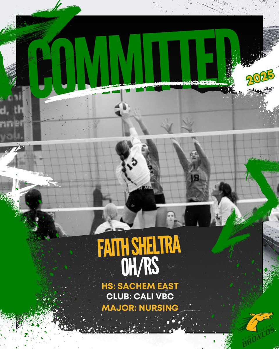 Please welcome Faith Sheltra, a freshman from Sachem East High School, to the SUNY Delhi Volleyball Family! 💚💛🏐

#ItsaGreatDaytobeaBronco #WelcometotheFamily #WeDigDelhi