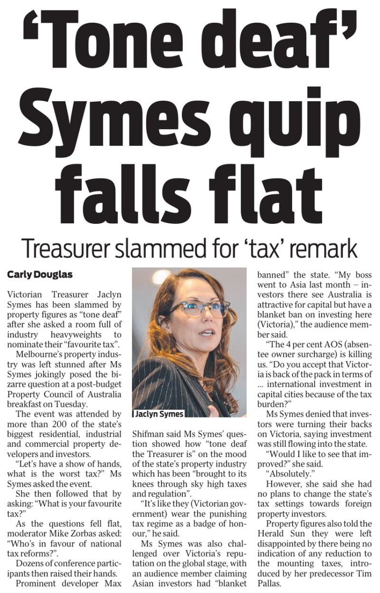 𝘞𝘩𝘢𝘵 𝘪𝘴 𝘺𝘰𝘶𝘳 𝘧𝘢𝘷𝘰𝘶𝘳𝘪𝘵𝘦 𝘵𝘢𝘹? 💰

I think I was rather 𝗸𝗶𝗻𝗱 calling that question from State Treasurer <a href="/JaclynSymes/">Jaclyn Symes</a> "tone deaf". She may have meant it as a joke, but I think it demonstrates how flippant our politicians are about taxing businesses,