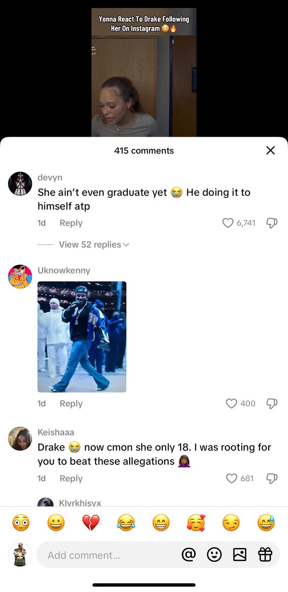 Why is a nearly 40 year old Drake out here following girls who just turned 18