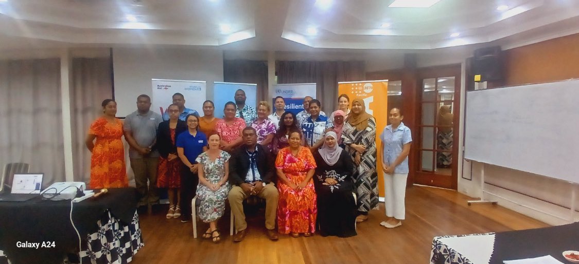 wrdhub's tweet image. Gender inequality heightens disaster risks. Fiji’s recent #SendaiGAP workshop w/ @UNDRR @UNFPAPacific &amp;amp; @unwomenpacific tested tools &amp;amp; set priorities for inclusive DRR—focusing on women’s leadership &amp;amp; data. Next: implementation. #DisasterResilience
